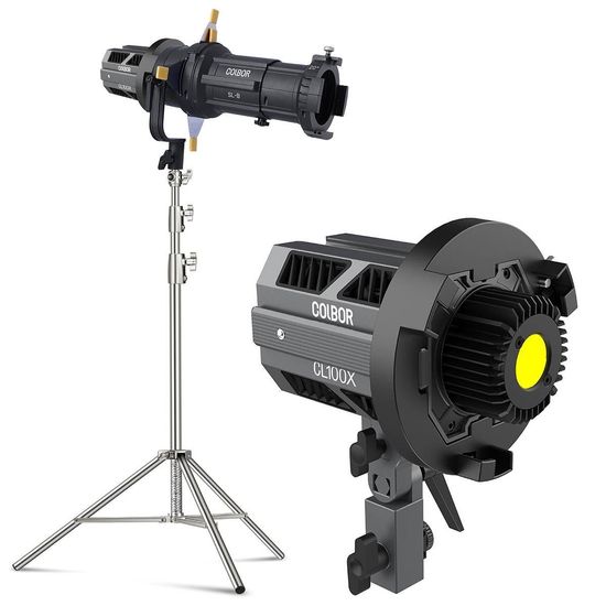 Kit Iluminador Led Colbor Cl100x Bicolor + Spotlight De Projeção Sl20-b Com Efeitos Kit Iluminador Led Colbor Cl100x Bicolor + Spotlight De Projeção Sl20-b Com Efeitos