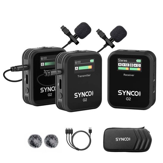 Sistema De Microfone Duplo Sem Fio Synco G2a2 Para Câmeras E Smartphone (2,4 Ghz) Sistema De Microfone Duplo Sem Fio Synco G2a2 Para Câmeras E Smartphone (2,4 Ghz)