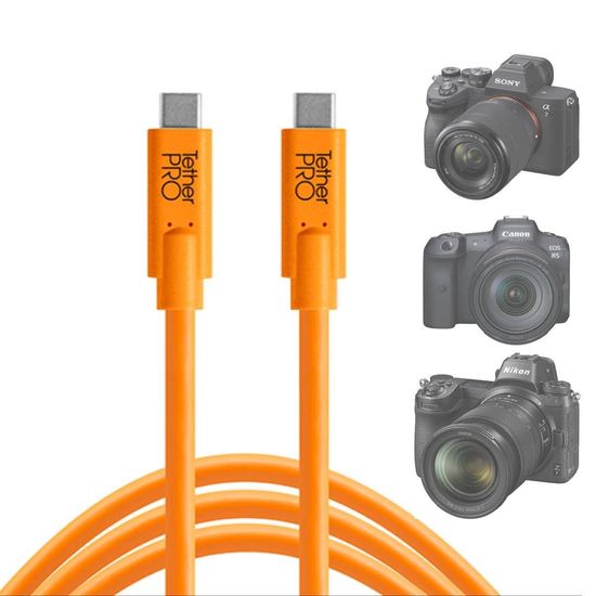 Cabo USB-C para Camera Nikon Canon Sony Tether Tools Original 4,6m Conector Reto Cabo USB-C para Camera Nikon Canon Sony Tether Tools Original 4,6m Conector Reto