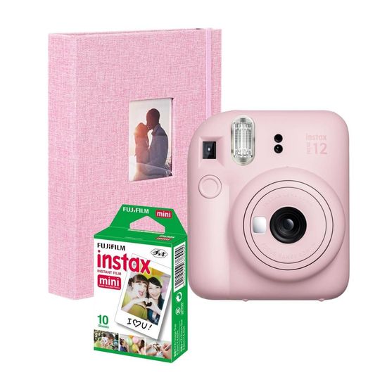 Camera Instax Mini 12 com Filme 10 Fotos + Álbum Revela Foto na hora Rosa Camera Instax Mini 12 com Filme 10 Fotos + Álbum Revela Foto na hora Rosa