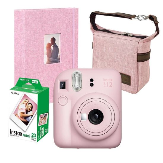 Combo Camera Instax Mini Revela Foto + 20 Fotos + Bolsa + Álbum Rosa Combo Camera Instax Mini Revela Foto + 20 Fotos + Bolsa + Álbum Rosa