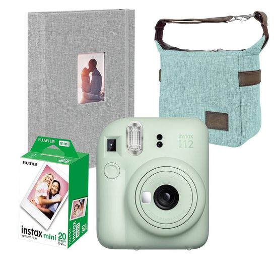 Combo Camera Instax Mini Revela Foto + 20 Fotos + Bolsa + Álbum Verde