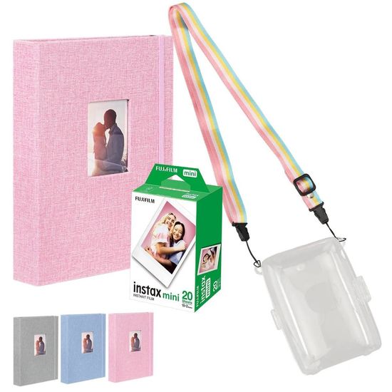 Estojo Case Para Impressora Instax Mini Link 2 Cristal + 20 Fotos + Álbum Rosa Estojo Case Para Impressora Instax Mini Link 2 Cristal + 20 Fotos + Álbum Rosa