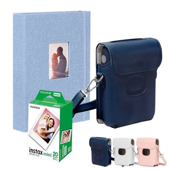 Bolsa Capa Para Impressora Instax Mini Link 2 + Album + 20 Fotos Azul Bolsa Capa Para Impressora Instax Mini Link 2 + Album + 20 Fotos Azul