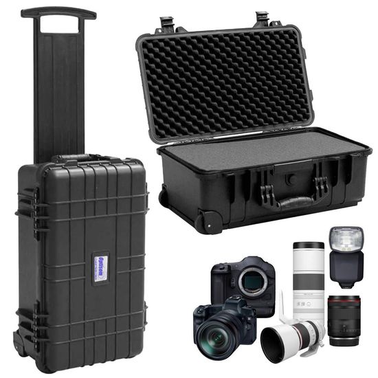 Maleta Rígida Com Rodinhas P/ Câmeras e Acessórios – Leve a Bordo Avião - Opti 4 Maleta Rígida Anti-Impacto 56x35cm Com Rodinhas Para Equipamentos de Foto e Vídeo - Opti 4