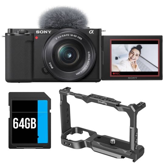 Câmera Mirrorless Sony Zv-e10 4k Lente 16-50mm Kit Cage Smallrig + 64gb Câmera Mirrorless Sony Zv-e10 4k Lente 16-50mm Kit Cage Smallrig + 64gb