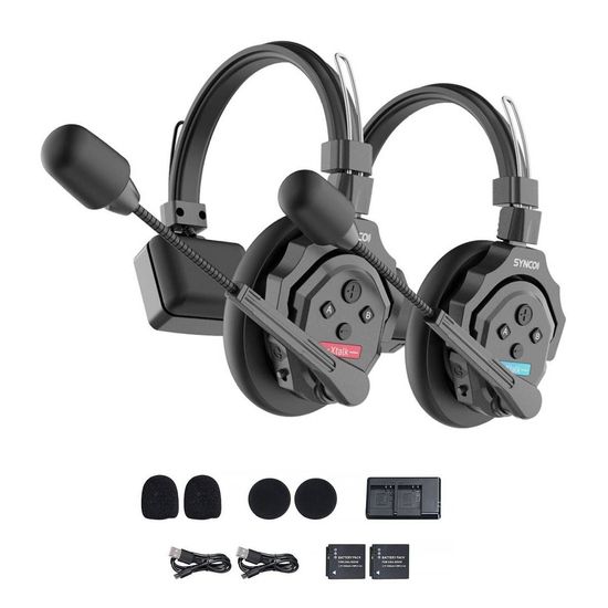 Fone Headset Intercomunicador Duplo Sem Fio Synco Xtalk X2 Fone Headset Intercomunicador Duplo Sem Fio Synco Xtalk X2