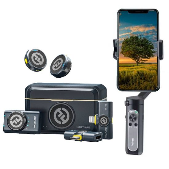 Microfone Hollyland Lark M2 Combo + Estabilizador Gimbal Para Celular