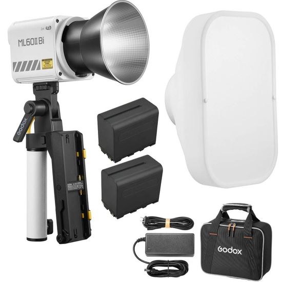 Kit Iluminação Led Com Baterias Godox Para Ensaio Externo Ml60ii Bi 70w + Softbox Kit Iluminação Led Com Baterias Godox Para Ensaio Externo Ml60ii Bi 70w + Softbox