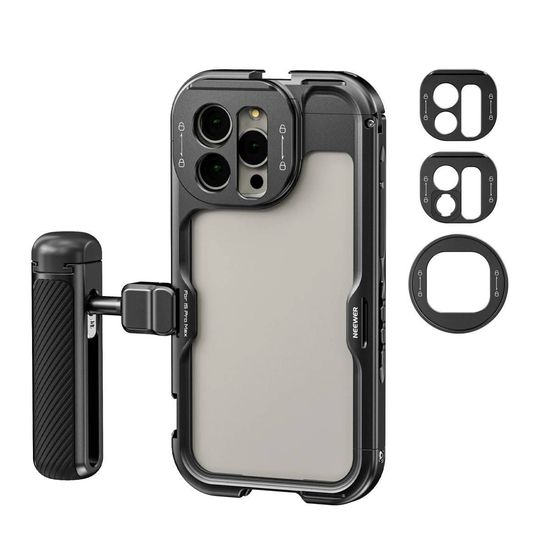 Kit Cage Para Iphone 15 Pro Max Com Alça Handle Com Disparador Bluetooth Neewer Kit Cage Para Iphone 15 Pro Max Com Alça Handle Com Disparador Bluetooth Neewer