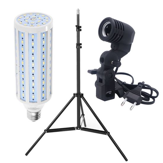 Kit Iluminação Greika Lampada Led 80w Bivolt Com Soquete E Tripé 2 Metros Kit Iluminação Greika Lampada Led 80w Bivolt Com Soquete E Tripé 2 Metros