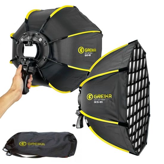 Softbox Com Grid Para Flash Speedlite Universal Greika Montagem Rápida 65cm Softbox Com Grid Para Flash Speedlite Universal Greika Montagem Rápida 65cm