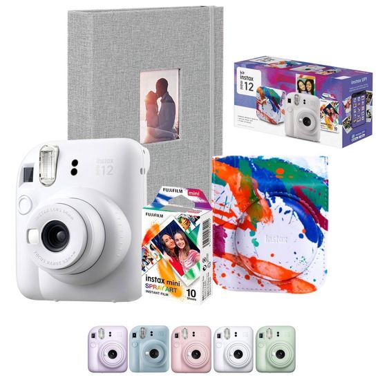Câmera Instantanea Instax Mini 12 Kit Filme Spray Original com Bolsa e Álbum Branca Câmera Instantanea Instax Mini 12 Kit Filme Spray Original com Bolsa e Álbum Branca