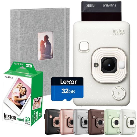 Câmera Instax Liplay Hibrida 2 em 1 com 20 Fotos + Cartão 32GB + Álbum Branco neve