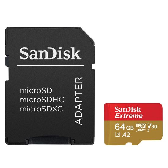 Cartão De Memória Sandisk Extreme Micro Sdxc 64gb 170mb's Com Adaptador Sd Cartão De Memória Sandisk Extreme Micro Sdxc 64gb 170mb's Com Adaptador Sd