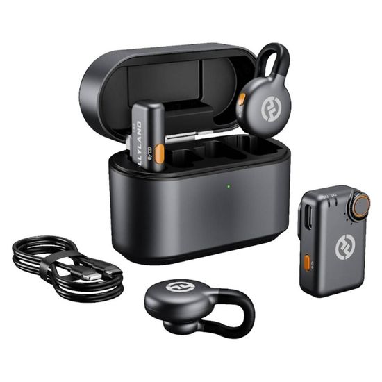Microfone Sem Fio Duplo Hollyland Lark M2s Combo Camera USB-C Lightning E P2 Microfone Sem Fio Duplo Hollyland Lark M2s Combo Camera USB-C Lightning E P2
