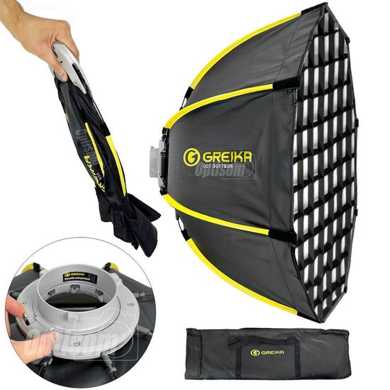 Softbox Octa Com Grid Greika 65cm Dobrável Encaixe Bowens Softbox Octa Com Grid Greika 65cm Dobrável Encaixe Bowens