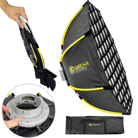 Softbox Octa Com Grid Greika 120cm Dobrável Encaixe Bowens Softbox Octa Com Grid Greika 120cm Dobrável Encaixe Bowens