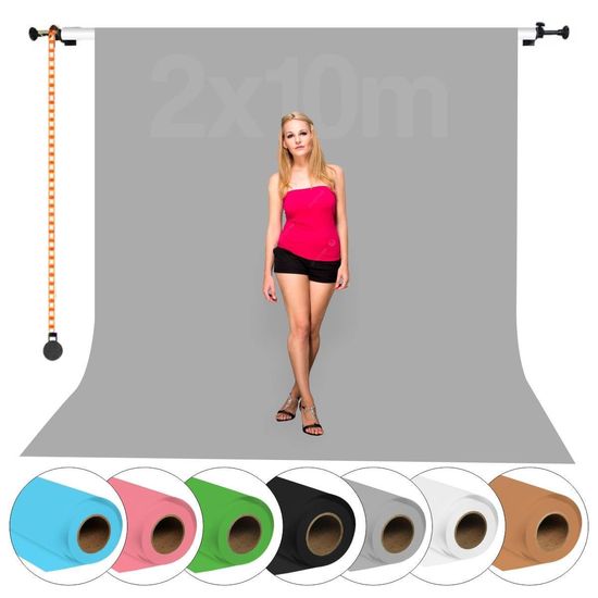 Fundo Infinito 2x10m Papel com Suporte Parede com Recolhimento Greika Cinza Fundo Infinito 2x10m Papel com Suporte Parede com Recolhimento Greika Cinza