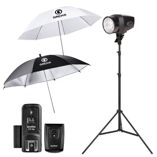Flash Mini Tocha Estudio Godox K180A Disparo Sem Fio com 2 Sombrinhas 110V Flash Mini Tocha Estudio Godox K180A Disparo Sem Fio com 2 Sombrinhas 110V
