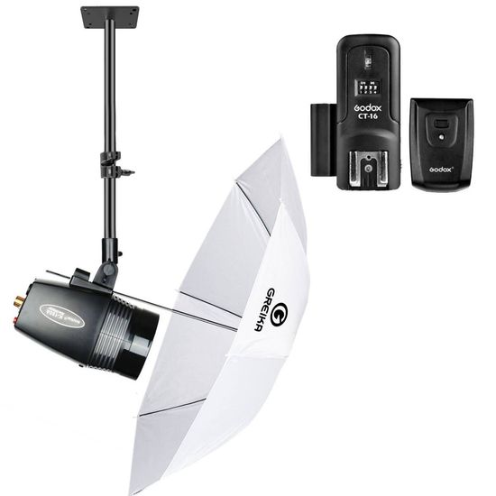 Flash Estúdio de Teto Godox K180A Disparo Sem Fio com Sombrinha Flash Estúdio de Teto Godox K180A Disparo Sem Fio com Sombrinha