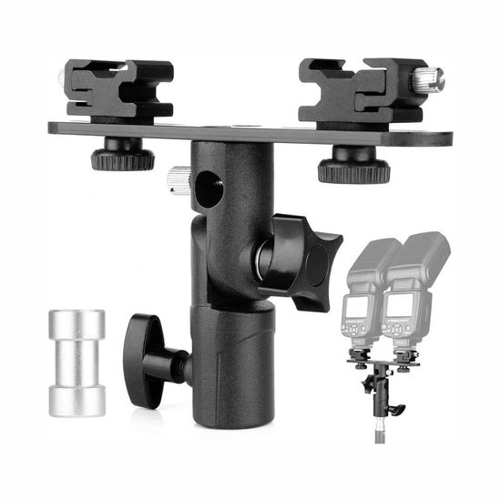 Suporte Sapata Dupla Para Flash Led Greika Articulado De Metal Suporte Sapata Dupla Para Flash Led Greika Articulado De Metal