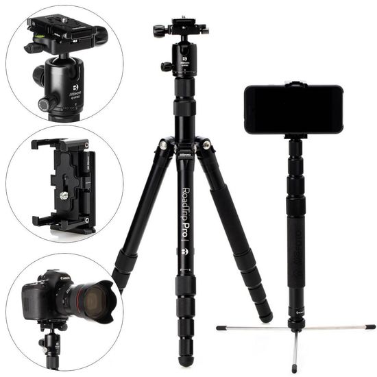 Tripé Para Camera E Celular Benro Compacto 2 Em 1 Vira Monopé Roadtrip Pro 8kg Tripé Para Camera E Celular Benro Compacto 2 Em 1 Vira Monopé Roadtrip Pro 8kg