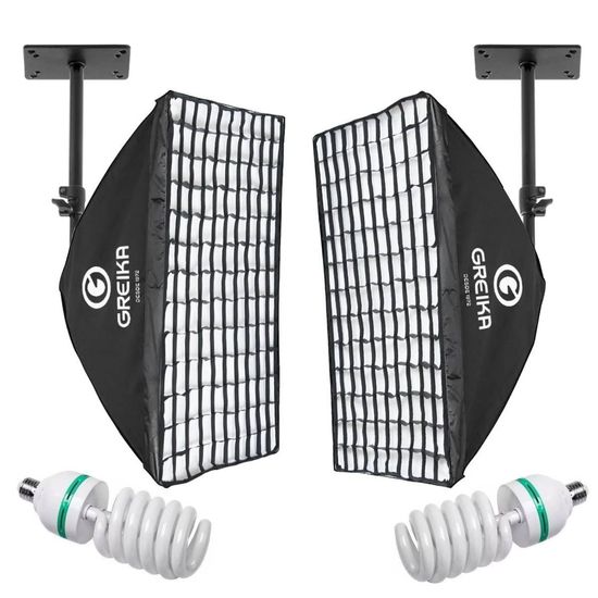 Kit 2 Softbox Colmeia Com Lampada Greika 50x70cm De Teto Parede 220V Kit 2 Softbox Colmeia Com Lampada Greika 50x70cm De Teto Parede 220V