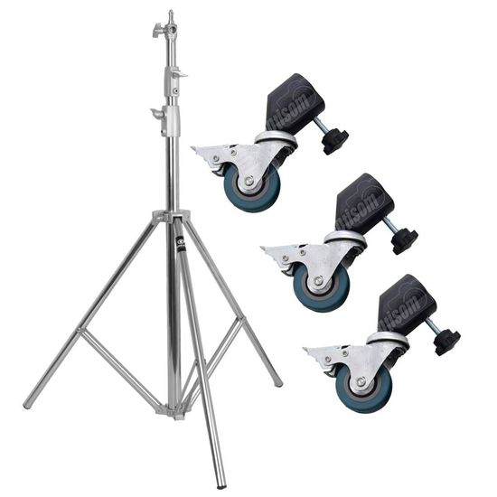 Tripé Inox Greika Iluminação Profissional 2,5m 15kg Com Rodinhas Fc-s288l Tripé Inox Greika Iluminação Profissional 2,5m 15kg Com Rodinhas Fc-s288l