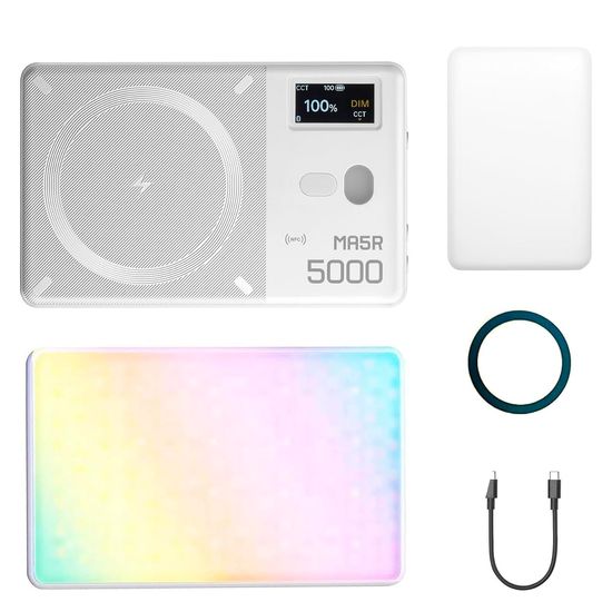 Iluminador Led Rgb Godox Ma5r Branco E Power Bank 220+min Magnético Iluminador Led Rgb Godox Ma5r Branco E Power Bank 220+min Magnético