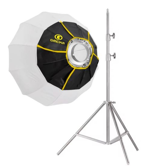 Softbox Lanterna 45cm Greika Bowens Para Tocha E Luz Contínua + Tripe Inox Softbox Lanterna 45cm Greika Bowens Para Tocha E Luz Contínua + Tripe Inox
