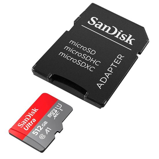 Cartão De Memória Microsd Sandisk Ultra 512gb 150mb/s + Adaptador Sd Cartão De Memória Microsd Sandisk Ultra 512gb 150mb/s + Adaptador Sd