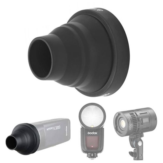 Modificador De Luz Cone Snoot Silicone Godox Para Flash V1 Led Ms60bi Ms60r