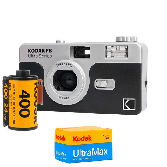Câmera De Filme Analógica Kodak Ultra F8 Preta + Filme Kodak Ultramax ISO 400 24 Poses Câmera De Filme Analógica Kodak Ultra F8 Preta + Filme Kodak Ultramax ISO 400 24 Poses