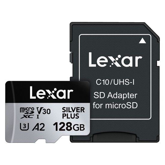 Cartão De Memória Lexar 128gb 205mb/s Microsdxc Uhs-i Silver Plus Com Adaptador Sd Cartão De Memória Lexar 128gb 205mb/s Microsdxc Uhs-i Silver Plus Com Adaptador Sd