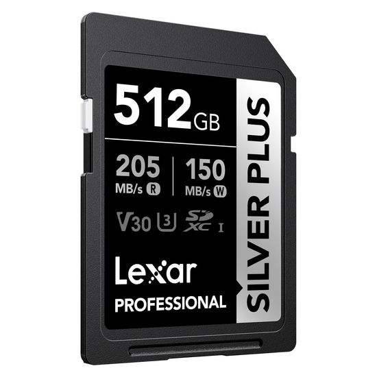 Cartão De Memória Sd Lexar 512gb 205mb/s Sdxc Uhs-i Silver Plus V30 Cartão De Memória Sd Lexar 512gb 205mb/s Sdxc Uhs-i Silver Plus V30