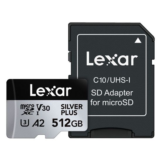 Cartão De Memória Microsd Lexar 512gb 205mb/s Silver Plus Uhs-i Com Adaptador Sd Cartão De Memória Microsd Lexar 512gb 205mb/s Silver Plus Uhs-i Com Adaptador Sd